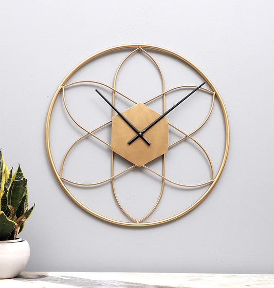 Gold Round Stripes Wall Clock