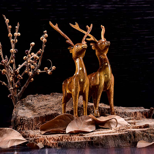 Dearest Little Deer Wooden Showpiece | Set of 2