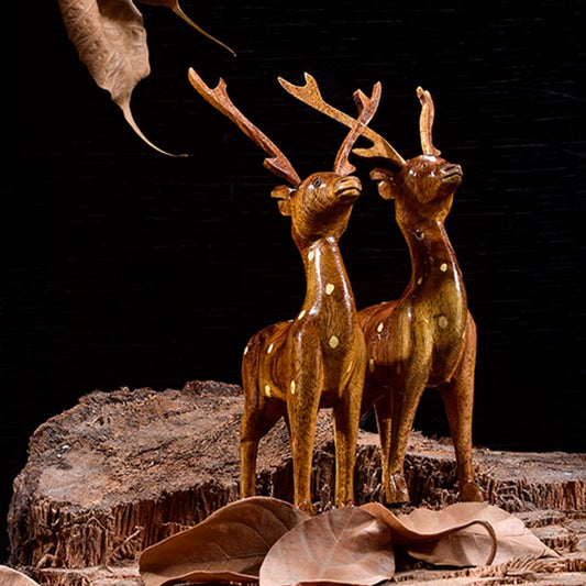 Dearest Little Deer Wooden Showpiece | Set of 2