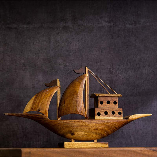 The Boat of Hope Wooden Showpiece