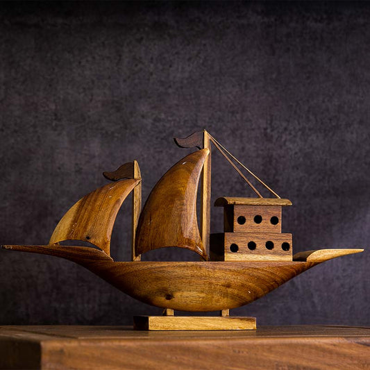 The Boat of Hope Wooden Showpiece