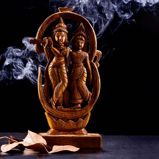 Wooden Handcrafted Radhe Krishna Showpiece