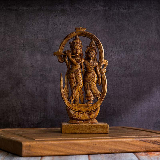 Wooden Handcrafted Radhe Krishna Showpiece