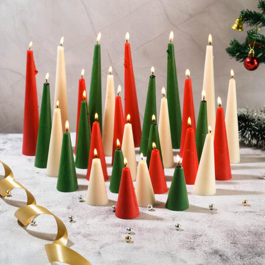 Sunshine Assorted Scented Christmas Pillar Candles |  Set of 30