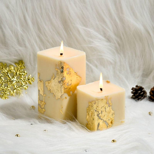 White Gold Love & Kindness | Combo Set of 2 | Cinnamon Roll Scented Pillar Candles