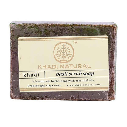 Khadi Natural Herbal Basil Scrub Soap - 125 gm - Pack of 2