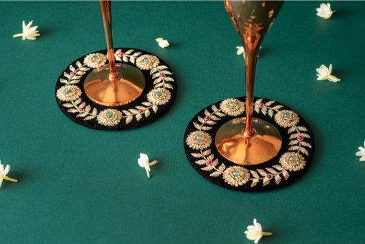 Kusum Coasters on Velvet | Set of 2
