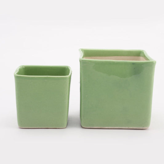 Ceramic Square Pot | Set of 2 | Multiple Colors