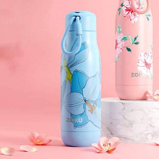 Sky Lily Blue Stainless Steel Vaccum Insulated Water Bottle | 350ml