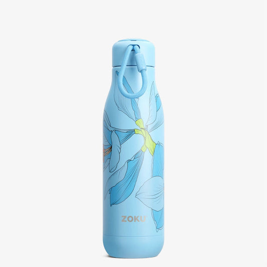 Stainless Steel Vaccum Insulated Blue Sky Lily Floral Water Bottle | 750ml