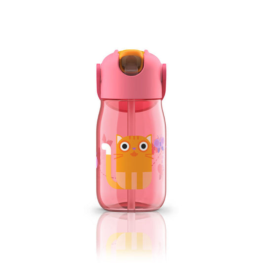 Pink Kids Flip Straw Bottle