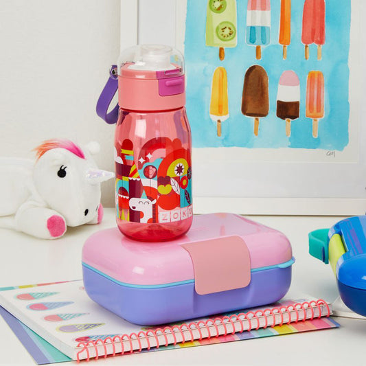 Pink Kids Flip Gulp Bottle with Carrying Cord | 475ml