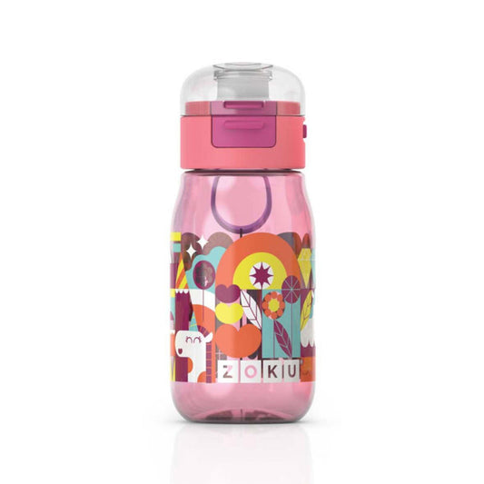 Pink Kids Flip Gulp Bottle with Carrying Cord | 475ml