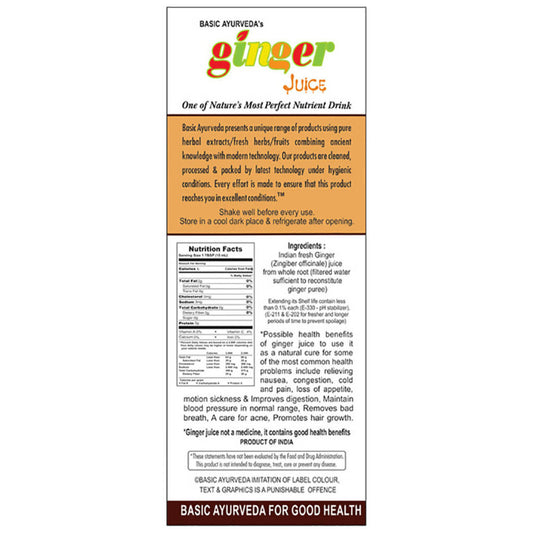 Basic Ayurveda Ginger Juice - 500 ml