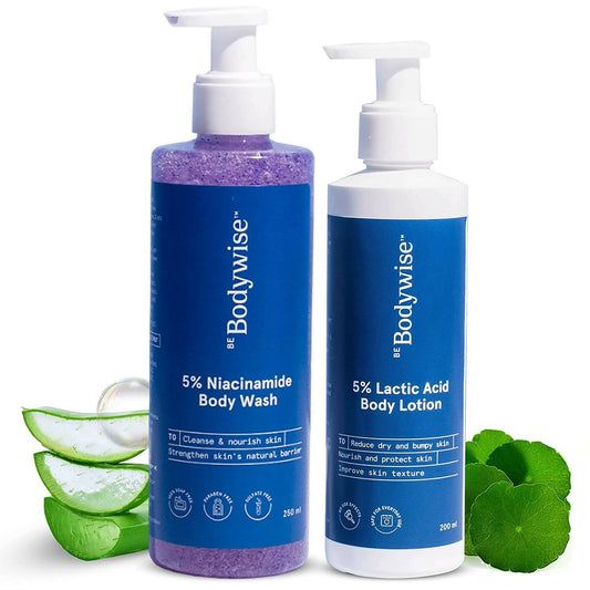 BeBodywise 5% Lactic Acid Body Lotion-200 ml and 5% Niacinamide Body Wash -250 ml -Combo