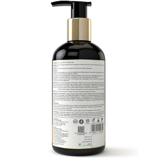 Wow Skin Science Activated Charcoal & Keratin Shampoo - 300 ml