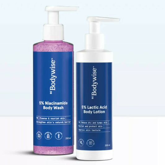 BeBodywise 5% Lactic Acid Body Lotion-200 ml and 5% Niacinamide Body Wash -250 ml -Combo