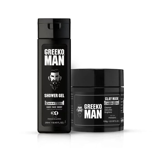 Greeko Man Charcoal Shower Gel & Clay Mask - 350 ml