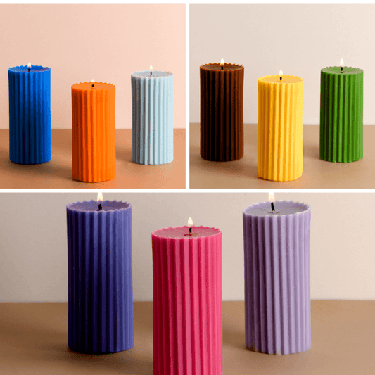 Scented Tall Pillar Candles | Multi-Color Set of 3