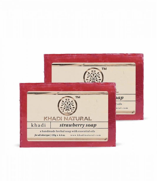 Khadi Natural Strawberry Soap - 125 gm - Pack of 2