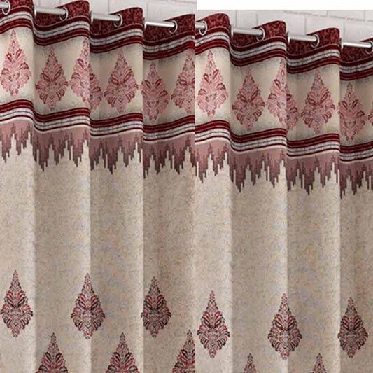 Maroon Jute Polyester Curtains | 7ft, 9ft | Set of 2 |