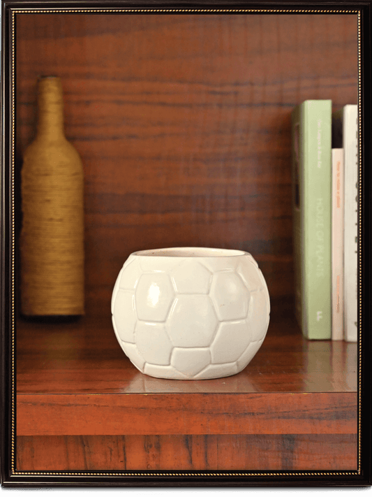 White Football Ceramic Pot