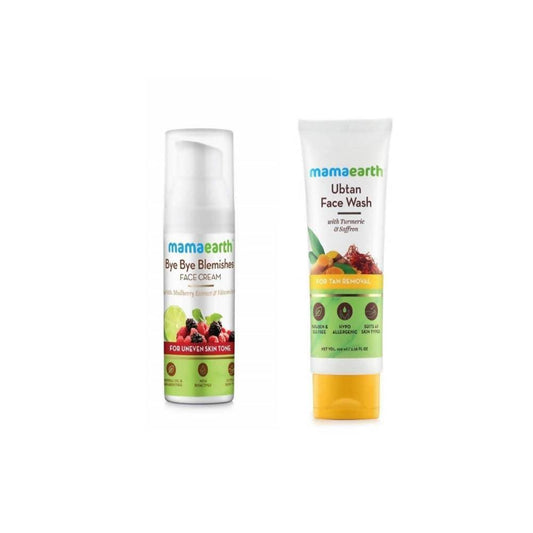 Mamaearth Ubtan Face Wash For Tan Removal & Bye Bye Blemishes Face Cream Combo