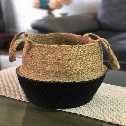 Belly Shape Jute Cotton Basket