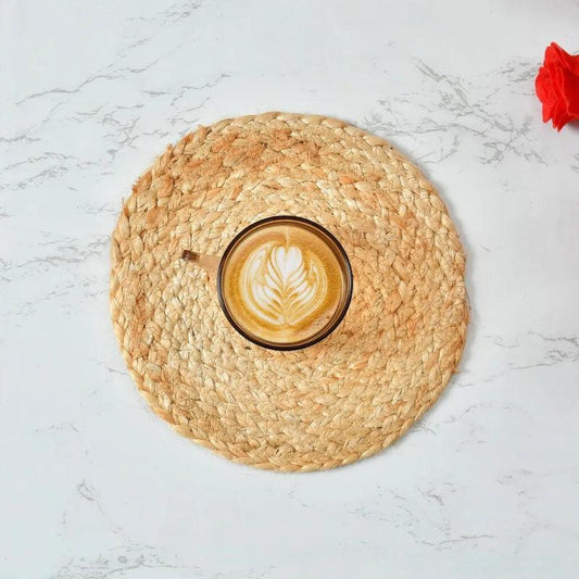 Braided Plain Jute Tea Coaster | Pack Of 2 | 20 x 20 cm