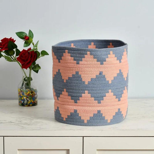 Diamond Jacquard Storage Basket | 12 Inches