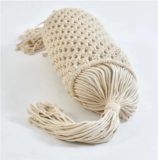 Macrame Masand Round Candy Style Bolster Cover | 41x15 inches