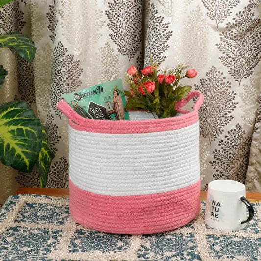 Pink Cotton Color Handle Basket | Multiple Sizes