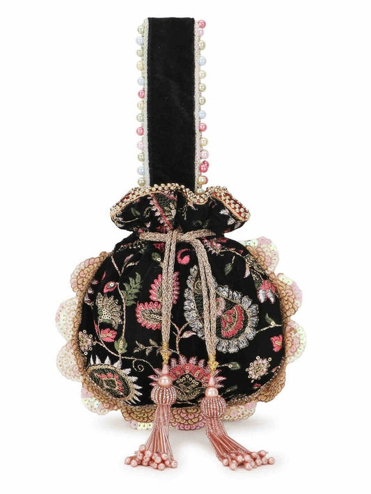 Designer Potli Bag, Wrist Bag, Indian Wedding Purse, Drawstring Pouch Bag, Valentines Gift For Her AKP-10