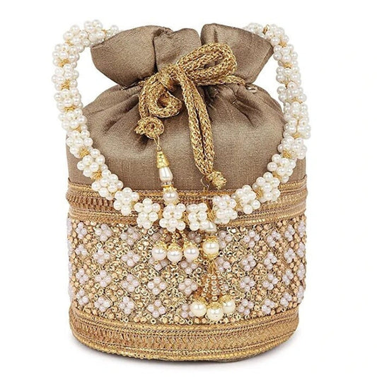 Designer Potli Bag, Wrist Bag Indian Wedding Purse Velvet Drawstring Pouch Bag AP-5
