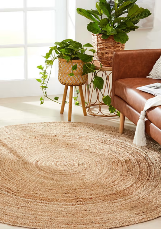 Golden Fibre - Round Rug | Natural Jute | 72 x 72 Inches