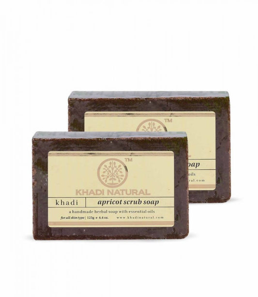Khadi Natural Herbal Apricot Scrub Soap - 125 gm - Pack of 2
