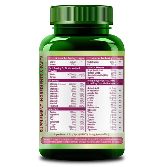 Himalayan Organics Biotin 10000 Mcg with Keratin, Amino Acids & Multivitamin Tablets -120 Tabs