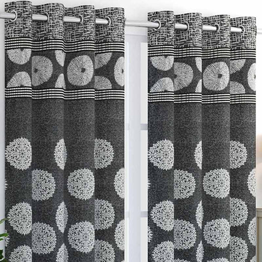 Grey Jute Polyester Curtains | 5ft | Set of 2