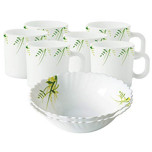 Larah by Borosil Green Herbs Snack Set w Cups