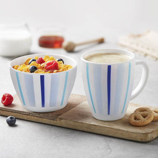 Larah by Borosil Blue Strip Breakfast Set