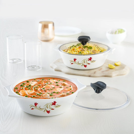 Larah by Borosil Red Lily Casserole Set