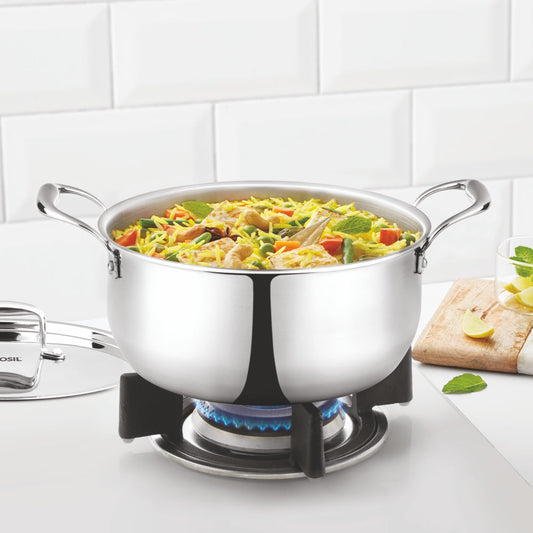 Borosil Cookfresh Triply Casserole (Steel Handle + Lid)