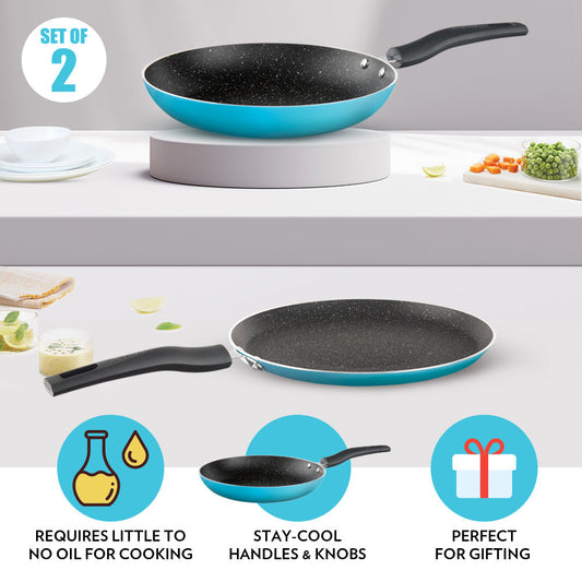 Borosil Festive Glory Cookware Set, Blue