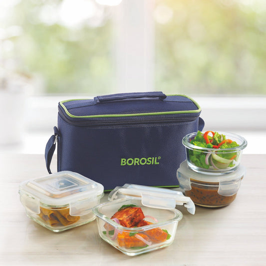 Borosil Blue Universal Glass Lunchbox