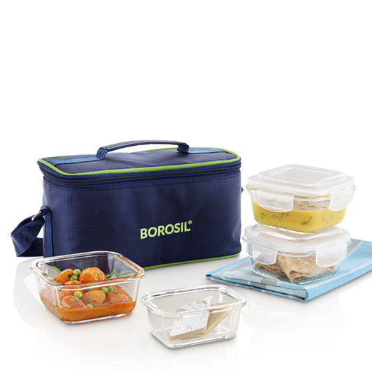 Borosil Glass Lunchbox, Square + Rectangular