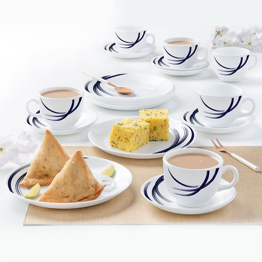 Larah by Borosil Indigo Stella Snack Set w Cups n Saucer