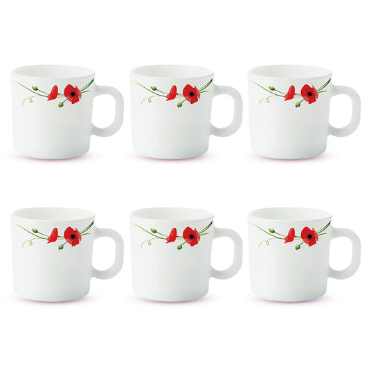 Larah by Borosil Red Carnation Mug Set