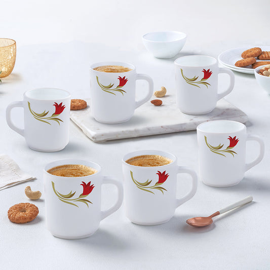 Larah by Borosil Red Lily Mug Set