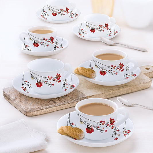 Larah by Borosil Chrys Red Cup n Saucer Set