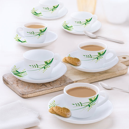 Larah by Borosil Green Herbs Cup n Saucer Set